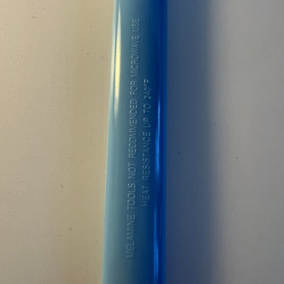 2pc Vintage Melamine Utensils Aqua Blue Salad Servers Serving Slotted Spoon Set - Picture 5 of 6